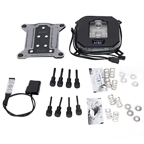 Mtlavish CPU -Wasserkühlkopf mit VA -Bildschirmtemperaturanzeige Material RGB Lighting Manual Controller und einfache Installation für Computer -CPUs kompatibel mit 115X 2011 2066 (Schwarz) von Mtlavishness