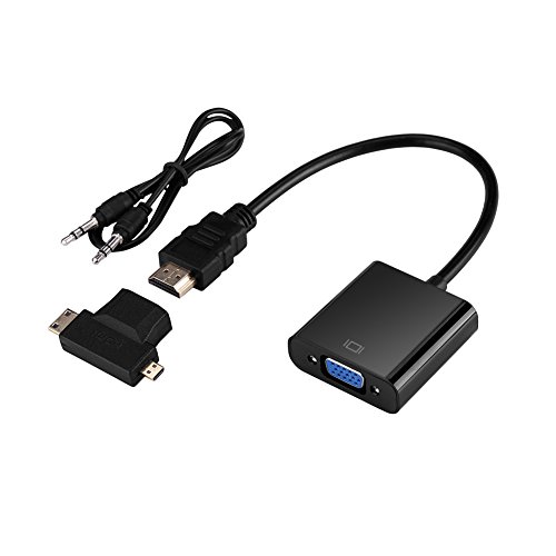 Mtlavish HDMI zu VGA -Adapter mit Audiokabel Hochleistungsstabile Signalübertragung Ideal zum Anschließen von HDMI -kompatiblen Geräten an VGA -e oder -Projektoren unterstützt (Schwarz) von Mtlavishness
