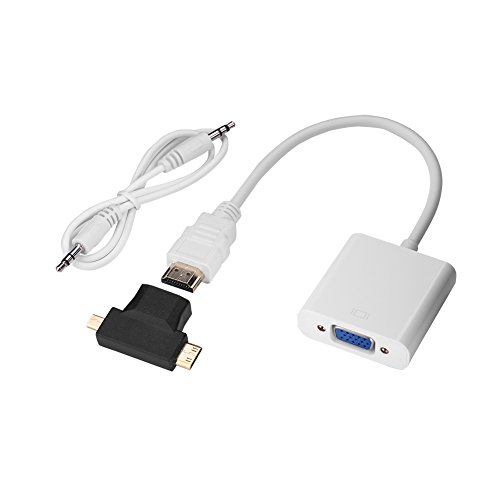 Mtlavish HDMI zu VGA -Adapter mit Audiokabel Hochleistungsstabile Signalübertragung Ideal zum Anschließen von HDMI -kompatiblen Geräten an VGA -e oder -Projektoren unterstützt (Weiß) von Mtlavishness