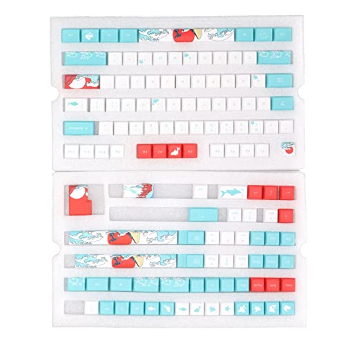 Mtlavish PBT mechanische Tastaturschlüsselkaps Cartoon Walstil farbenfrohe fadelige langlebige einfache Installation für DIY Mechanische Tastatur 128 Tasten XDA Höhe von Mtlavishness
