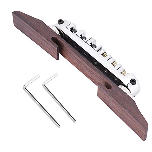 Mtlavish Rosewood Basisbrücke mit Roller für 6 String LP SG Jazz Gitarre Silber Verstellbares Roller -Design Vermeidet Saitenschaden ideal für Gitarrenstimmen und Spielen Kupfer (Silber) von Mtlavishness