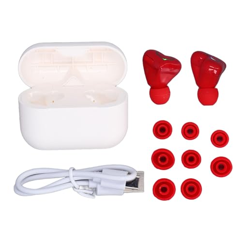 Mtlavish herzförmige drahtlose Ohrhörer mit niedlichem stilvollem Design HiFi Stereo -Sound und eingebautes Mikrofon ideal für Training Sportreisen und mehr von Bluetooth 5.3 mit (Rot) von Mtlavishness
