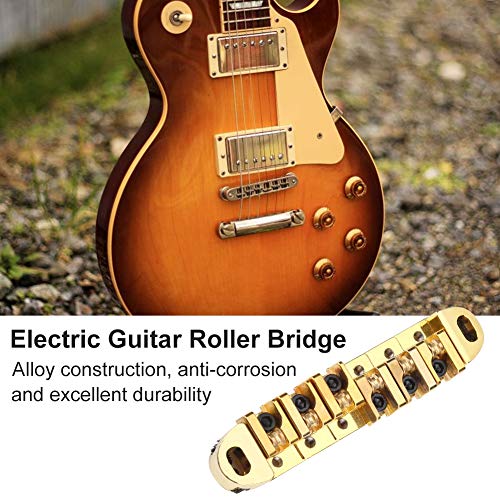 Mtlavishness 1 Set Alloy Roller Saddle Bridge Replacement Part for LP Style 6 String Electric Guitar Silver Alloy Construction Anti Excellent Durability High Glossiness Surface (Gold) von Mtlavishness