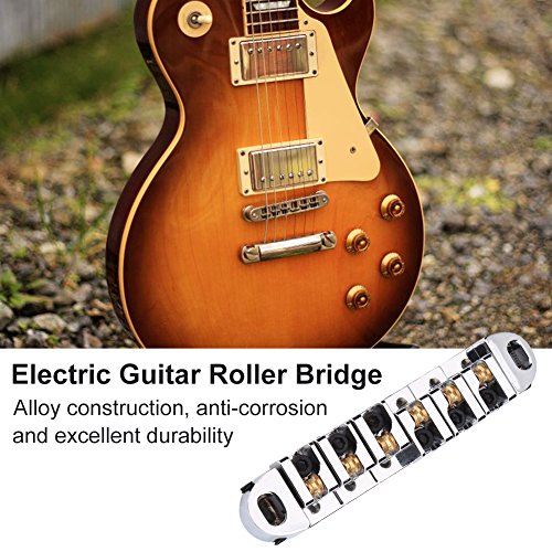 Mtlavishness 1 Set Alloy Roller Saddle Bridge Replacement Part for LP Style 6 String Electric Guitar Silver Alloy Construction Anti Excellent Durability High Glossiness Surface (Silver) von Mtlavishness