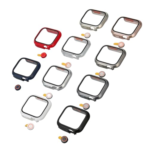 Mtlavishness 10-teiliges Uhrengehäuse aus hartem PC mit Displayschutz aus gehärtetem Glas für die Smartwatch IWatch Series 7, langlebiger Rundumschutz, angenehmes Tragegefühl, von Mtlavishness