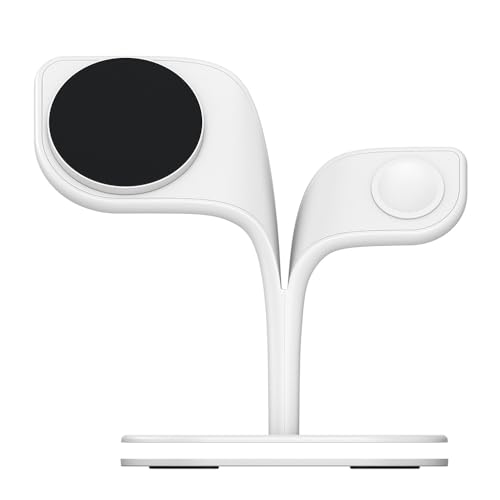 Mtlavishness 5-in-1-Ladestation Mag-sicherer kabelloser Ladeständer mit LED-Nachtlicht für mehrere Geräte Universal-Telefon-Lade Halter (Weiß) von Mtlavishness
