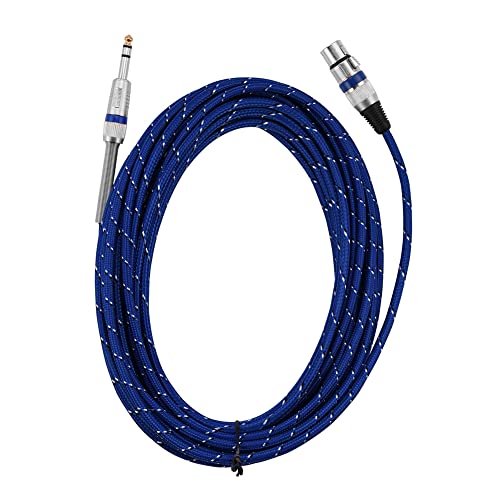 Mtlavishness 6,35 mm 1/4 Zoll Stecker auf 3-polige XLR-Buchse, Stereo-Mikrofon-Audiokabel, ideal für Mikrofone, E-Gitarren und Mischpulte, langlebiges blaues Glasfasernetzkabel (10m/32.8ft) von Mtlavishness
