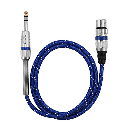 Mtlavishness 6,35 mm 1/4 Zoll Stecker auf 3-polige XLR-Buchse, Stereo-Mikrofon-Audiokabel, ideal für Mikrofone, E-Gitarren und Mischpulte, langlebiges blaues Glasfasernetzkabel (1m / 3.3ft) von Mtlavishness