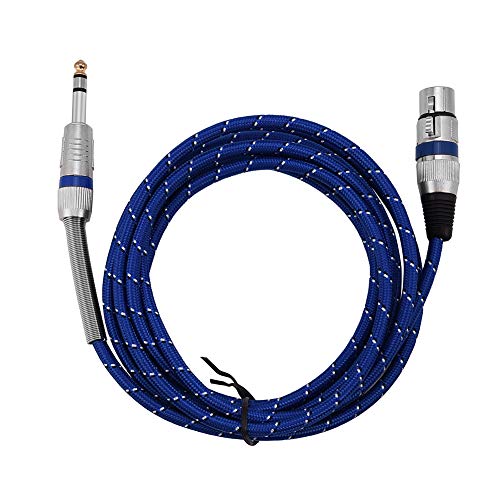 Mtlavishness 6,35 mm 1/4 Zoll Stecker auf 3-polige XLR-Buchse, Stereo-Mikrofon-Audiokabel, ideal für Mikrofone, E-Gitarren und Mischpulte, langlebiges blaues Glasfasernetzkabel (3meter / 9.8ft) von Mtlavishness