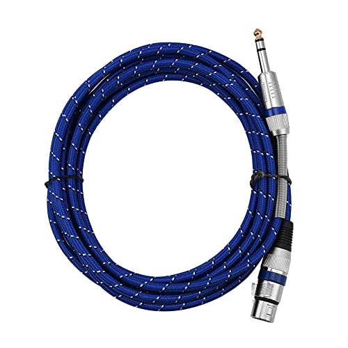Mtlavishness 6,35 mm 1/4 Zoll Stecker auf 3-polige XLR-Buchse, Stereo-Mikrofon-Audiokabel, ideal für Mikrofone, E-Gitarren und Mischpulte, langlebiges blaues Glasfasernetzkabel (5 Meters) von Mtlavishness