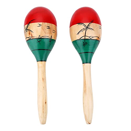 Mtlavishness Durable Wooden Maracas With Colorful Patterns And Clear Sound Ideal For Children's Musical Education And Party Entertainment 25cm Long von Mtlavishness