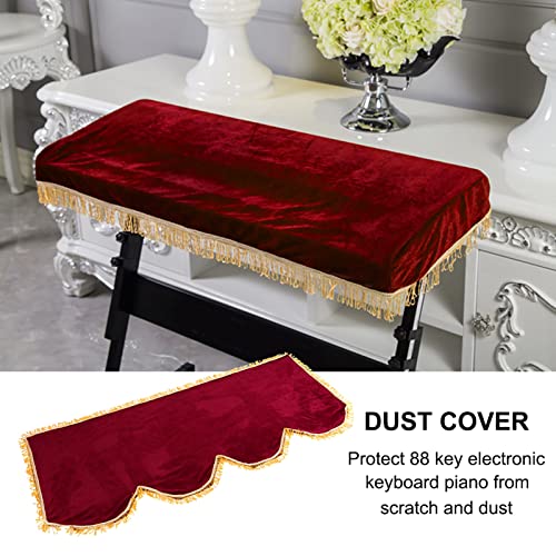 Mtlavishness Pleuche Anti Dust Decorated Keyboard Cover A Soft And Durable Protection For 61 Or 88 Key Electronic Pianos With Burgundy And Violet Colors And 3 Size Options (88key) von Mtlavishness