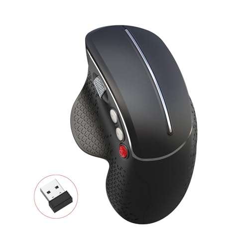 Mtlavishness Wireless Vertical Mouse 2.4G Ergonomic Vertical Gaming Mouse 6- Design Aluminum Alloy Side Scroll Wheel Anti-Mouse Hand 10m Wireless Reception (Black) von Mtlavishness
