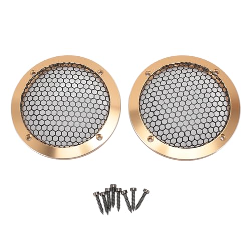 Mtlavistische Deckenlautsprecherabdeckung 92 mm Außendurchmesser runde Formauto -Lautsprecher Grill Maschenabdeckung (Gold) von Mtlavishness