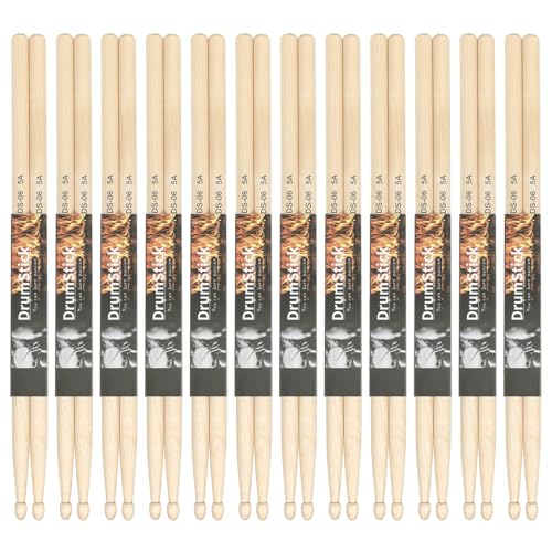 Drumsticks aus Ahornholz, 5 A/7 A, einfach, rutschfest, praktisch, Schlagzeug-Zubehör für Anfänger, Studenten, 12 Paar Drumsticks aus Ahornholz, 5 A/7 A, einfach, rutschfest, praktisch, Schlagzeug-Zubehör für Anfänger, Studenten, 12 Paar von Mtucegi