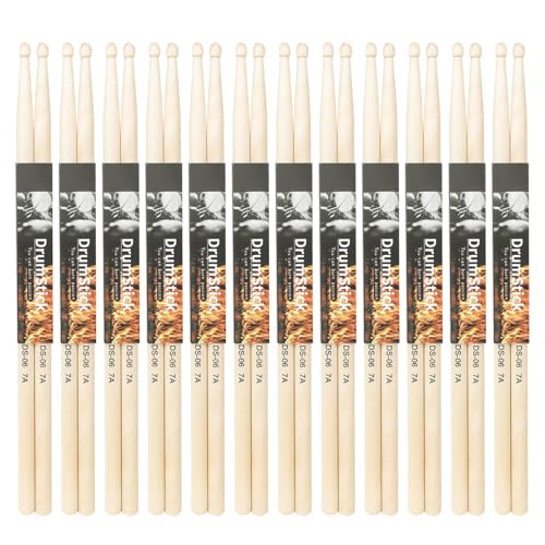 Drumsticks aus Ahornholz, 5 A/7 A, einfach, rutschfest, praktisch, Schlagzeug-Zubehör für Anfänger, Studenten, 12 Paar Drumsticks aus Ahornholz, 5 A/7 A, einfach, rutschfest, praktisch, Schlagzeug-Zubehör für Anfänger, Studenten, 12 Paar von Mtucegi