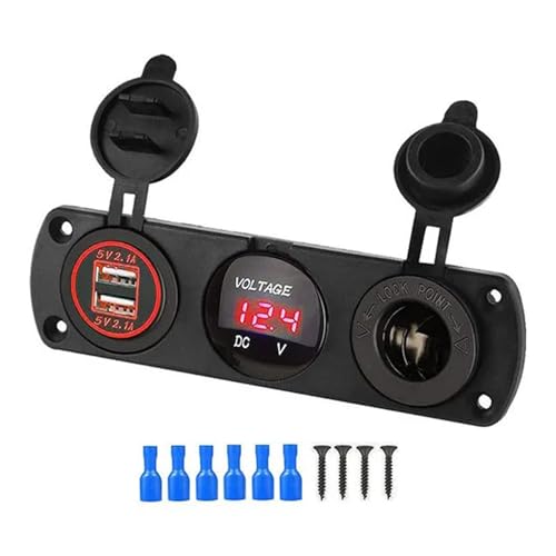 Mtucegi 12-24V Socket Splitter 3 In 1 wasserdichte Doppel USB Ladeadapter Sockel LED LED Voltmeter Für Autoboote LKW Fahrzeuge Mtucegi 12-24V Socket Splitter 3 In 1 wasserdichte Doppel USB Ladeadapter Sockel LED LED Voltmeter Für Autoboote LKW Fahrzeuge von Mtucegi