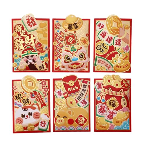 Set mit 6 luxuriösen chinesischen Umschlägen mit zarten Schlangen-Designs für besondere Anlässe von Mtucegi