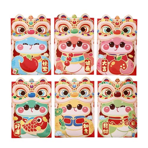Set mit 6 luxuriösen chinesischen Umschlägen mit zarten Schlangen-Designs für besondere Anlässe Set mit 6 luxuriösen chinesischen Umschlägen mit zarten Schlangen-Designs für besondere Anlässe von Mtucegi