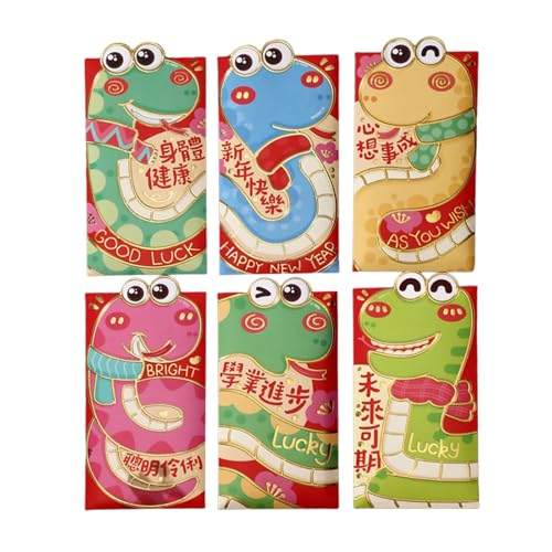 Set mit 6 luxuriösen chinesischen Umschlägen mit zarten Schlangen-Designs für besondere Anlässe Set mit 6 luxuriösen chinesischen Umschlägen mit zarten Schlangen-Designs für besondere Anlässe von Mtucegi