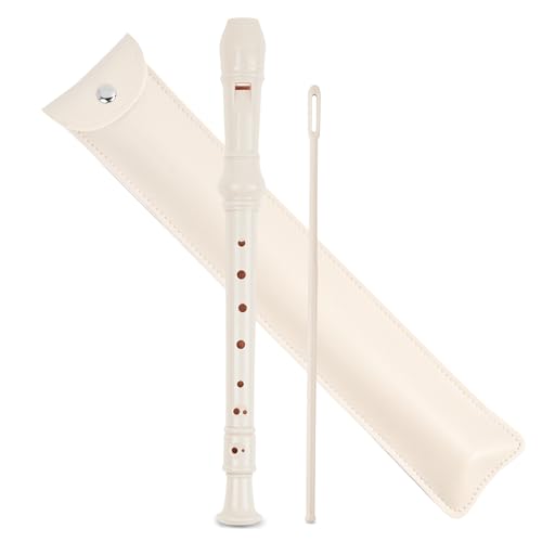 Mtzmy Blockflöte für Kinder Anfänger Sopran Deutsche Griffweise, 8-Loch Flöte für Erwachsene, Recorder mit Etui, Reinigungsstift und Bedienungsanleitung (2-Beige) von Mtzmy