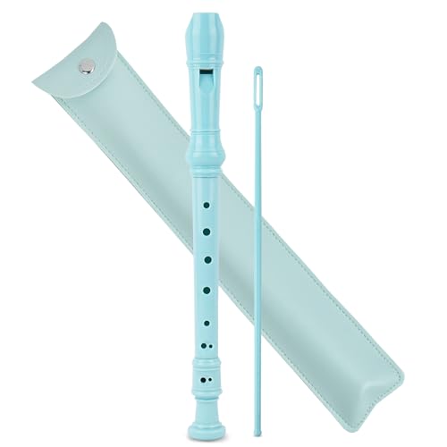 Mtzmy Blockflöte für Kinder Anfänger Sopran Deutsche Griffweise, 8-Loch Flöte für Erwachsene, Recorder mit Etui,Reinigungsstift und Bedienungsanleitung(2-Blau) von Mtzmy