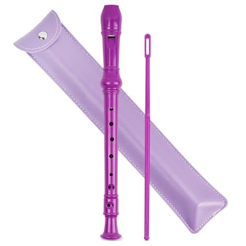 Mtzmy Blockflöte für Kinder Anfänger Sopran Deutsche Griffweise, 8-Loch Flöte für Erwachsene, Recorder mit Etui,Reinigungsstift und Bedienungsanleitung(2-Lila) von Mtzmy