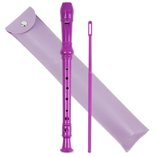 Mtzmy Blockflöte für Kinder Anfänger Sopran Deutsche Griffweise, 8-Loch Flöte für Erwachsene, Recorder mit Etui,Reinigungsstift und Bedienungsanleitung(2-Lila2) von Mtzmy