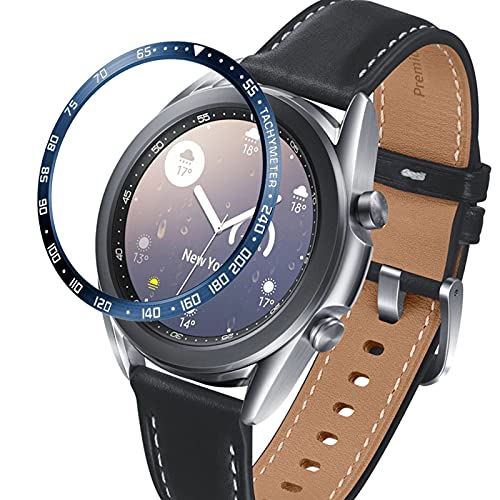 Hülle lünette Ring Ring Kompatibel mit Samsung Galaxy Watch 3 41MM Shock-Proof und Shatter-Resistant TPU Schutzhülle Maßstab Uhrenring Kleber Abdeckung Scratch Metal (Blau) von MuSheng