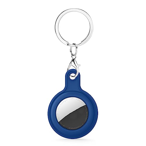 Silikonhülle für AirTag, Airtag Case Cover Tracker Keyring Silikonhülle mit Schlüsselanhänger für Schlüssel Taschen Gepäck Hund Katze Haustier Halsband (Blue) von MuStone