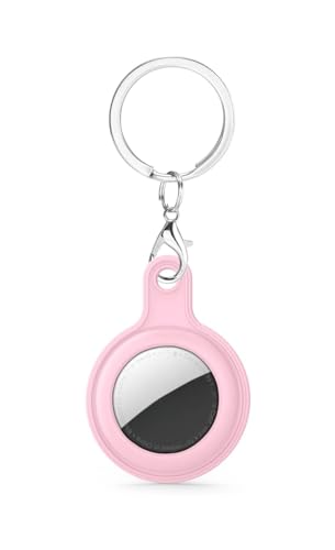 Silikonhülle für AirTag, Airtag Case Cover Tracker Keyring Silikonhülle mit Schlüsselanhänger für Schlüssel Taschen Gepäck Hund Katze Haustier Halsband (Pink) von MuStone