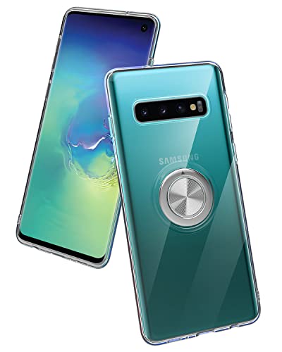 Schutzhülle für Galaxy S10E mit Ringhalterung, transparentes, weiches TPU, stoßfest, Ständer (funktioniert mit magnetischer Autohalterung) Schutzhülle für Samsung Galaxy S10E, transparent von MuZiFei