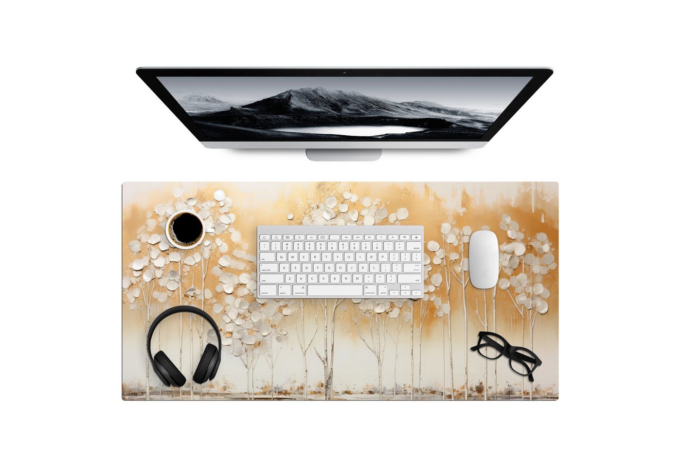 MuchoWow Gaming Mauspad Bäume - Kunst - Acryl - Natur (1-St), Gaming Mauspad XXL, Schreibtischunterlage, Desk Mat Groß, 80x40 cm von MuchoWow