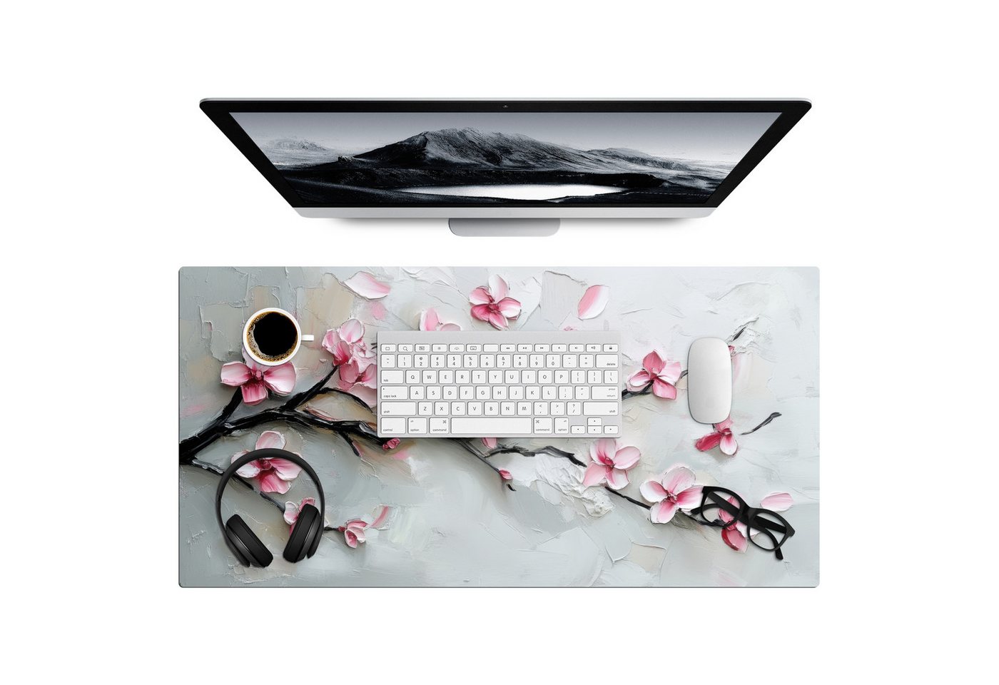 MuchoWow Gaming Mauspad Blüte - Künstlerisch - Rosa - Sakura (1-St), Gaming Mauspad XXL, Schreibtischunterlage, Desk Mat Groß, 80x40 cm von MuchoWow