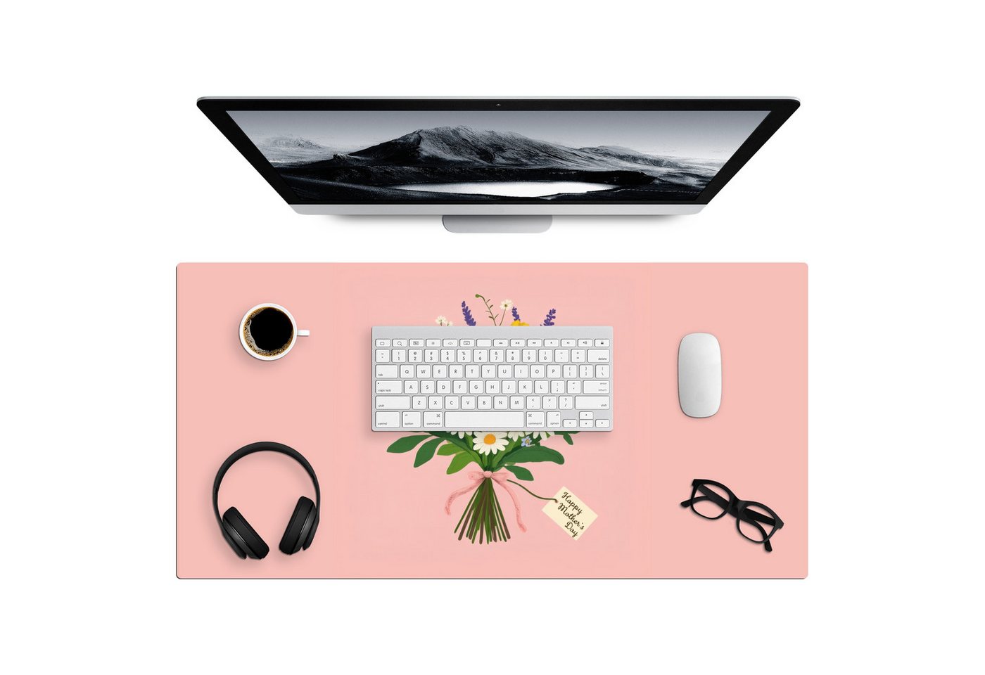 MuchoWow Gaming Mauspad Blumen - Farbband - Karte (1-St), Gaming Mauspad XXL, Schreibtischunterlage, Desk Mat Groß, 80x40 cm von MuchoWow