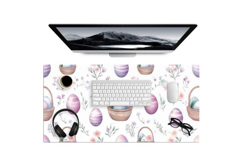 MuchoWow Gaming Mauspad Blumen - Ostereier - Muster (1-St), Gaming Mauspad XXL, Schreibtischunterlage, Desk Mat Groß, 80x40 cm von MuchoWow