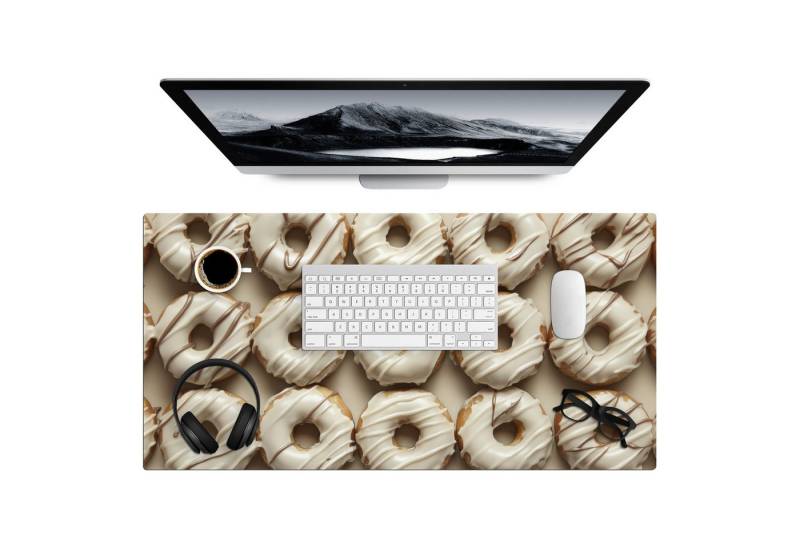 MuchoWow Gaming Mauspad Donuts - Schokolade - Weiß - Beige (1-St), Gaming Mauspad XXL, Schreibtischunterlage, Desk Mat Groß, 80x40 cm von MuchoWow