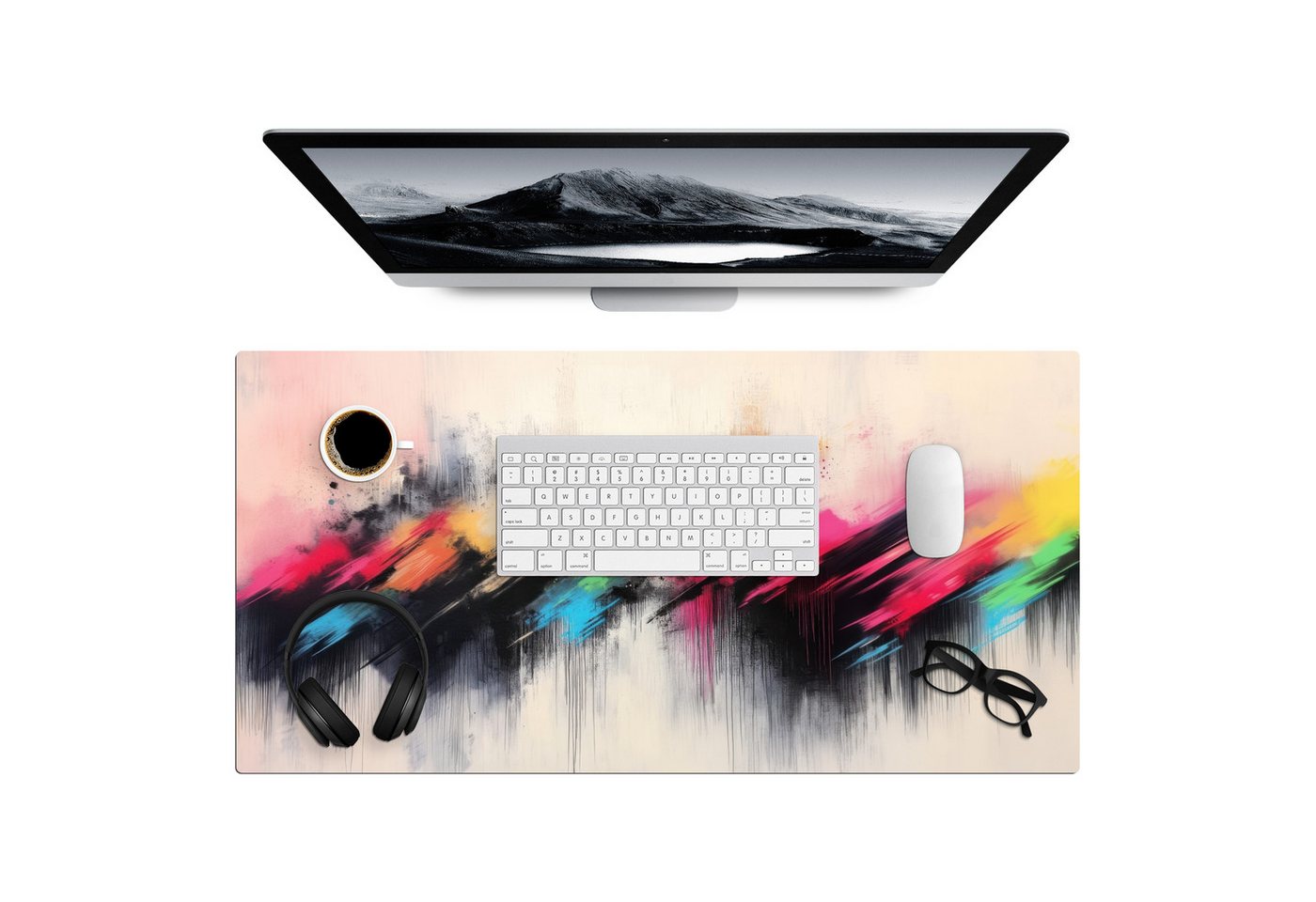 MuchoWow Gaming Mauspad Dynamisch - Abstrakt - Farbenfroh - Schwarz (1-St), Gaming Mauspad XXL, Schreibtischunterlage, Desk Mat Groß, 80x40 cm von MuchoWow