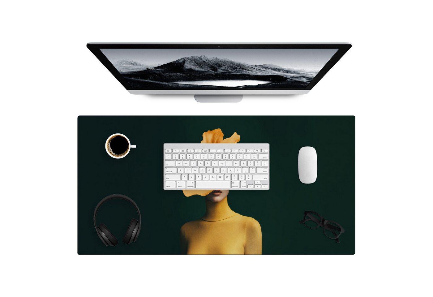 MuchoWow Gaming Mauspad Frau - Hut - Gelb (1-St), Gaming Mauspad XXL, Schreibtischunterlage, Desk Mat Groß, 80x40 cm von MuchoWow