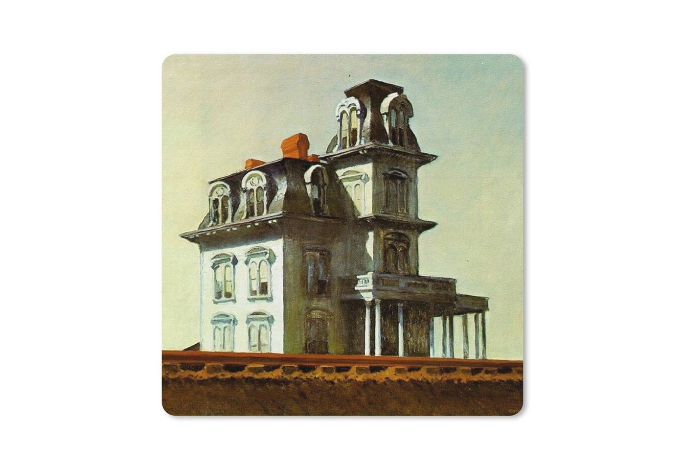 MuchoWow Gaming Mauspad Haus an der Eisenbahn - Edward Hopper (1-St), Mousepad mit Rutschfester Unterseite, Gaming, 40x40 cm, XXL, Großes von MuchoWow