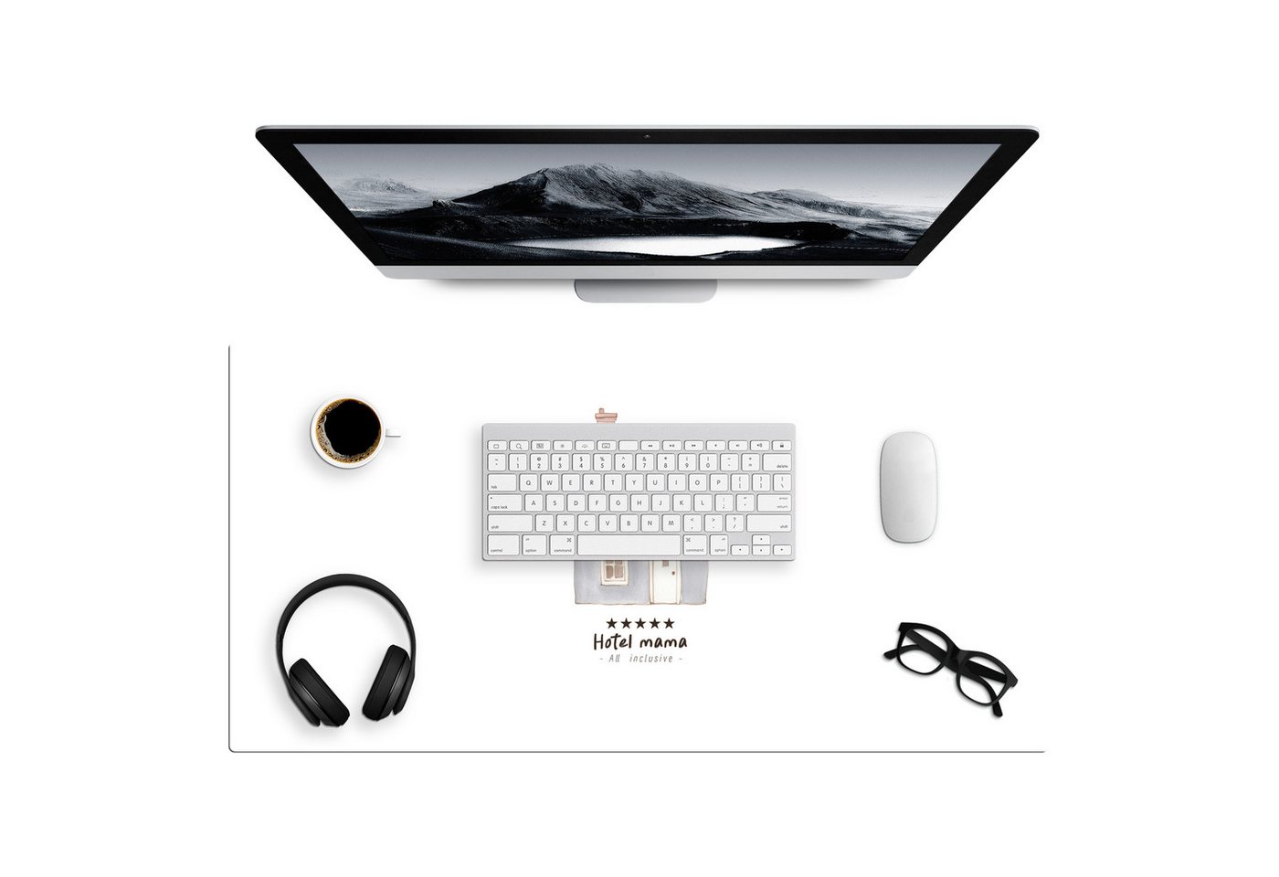 MuchoWow Gaming Mauspad Hellblau - Haus - Mutti - Text (1-St), Gaming Mauspad XXL, Schreibtischunterlage, Desk Mat Groß, 80x40 cm von MuchoWow