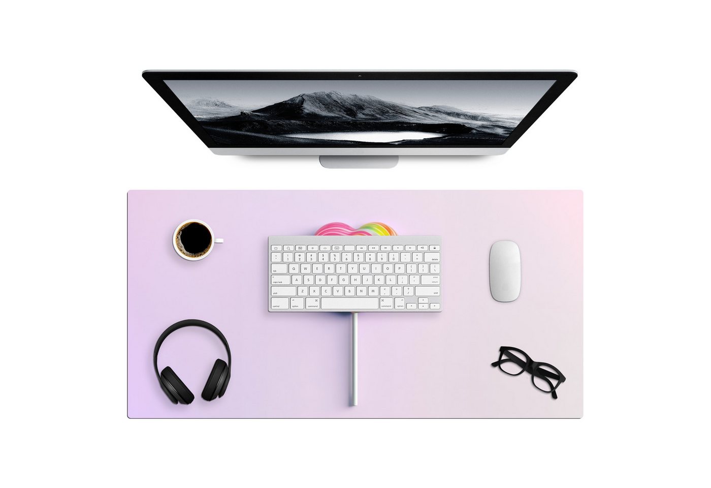 MuchoWow Gaming Mauspad Herz - Lutscher - Bonbon (1-St), Gaming Mauspad XXL, Schreibtischunterlage, Desk Mat Groß, 80x40 cm von MuchoWow
