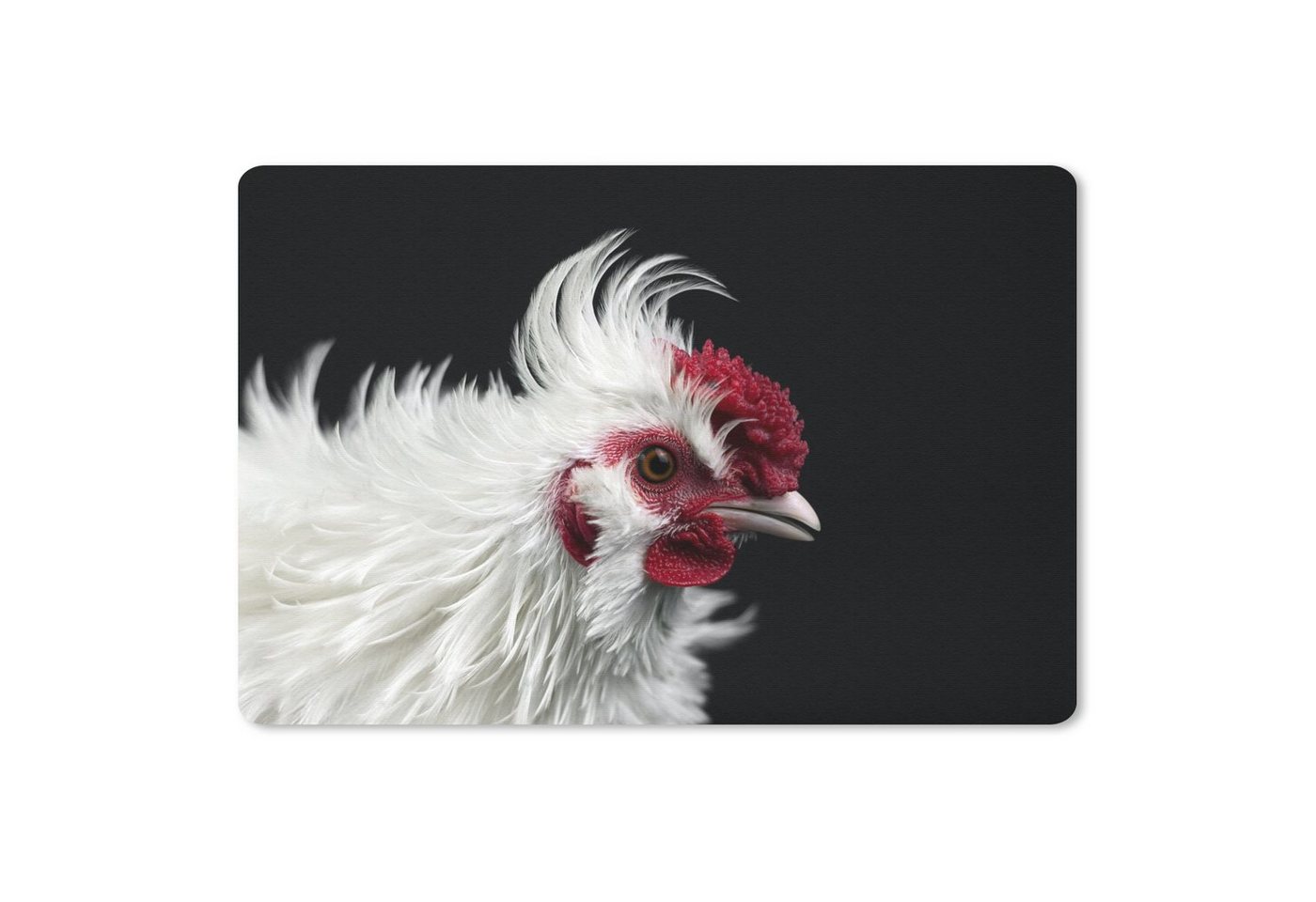 MuchoWow Mauspad Huhn - Vogel - Schwarz (1-St), Mouse pad Klein, Gaming Deko, PC Zubehör, 27x18 cm von MuchoWow