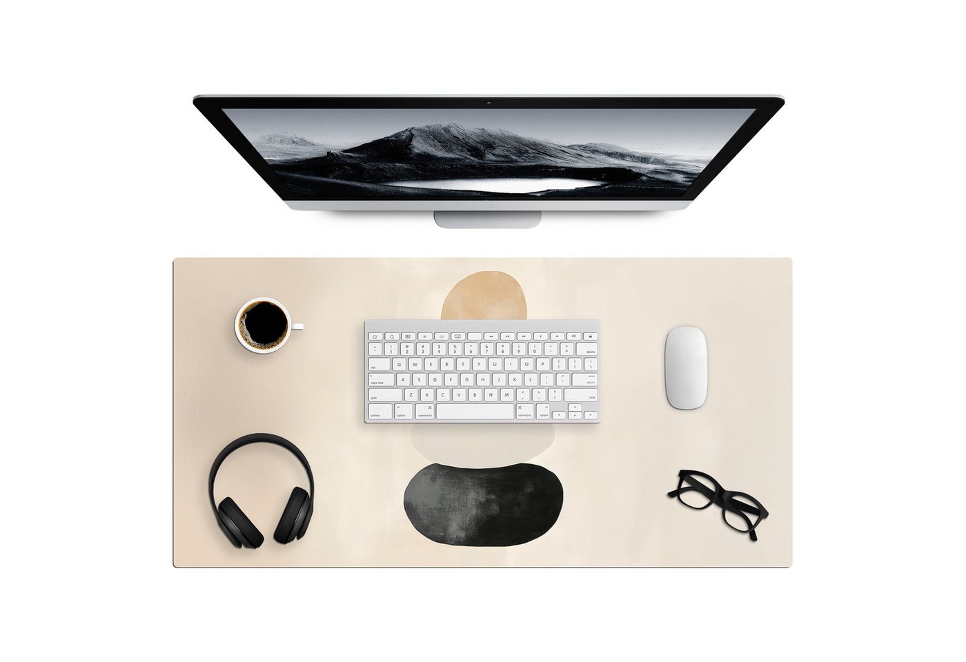 MuchoWow Gaming Mauspad Japandi - Wabi sabi - Beige (1-St), Gaming Mauspad XXL, Schreibtischunterlage, Desk Mat Groß, 80x40 cm von MuchoWow