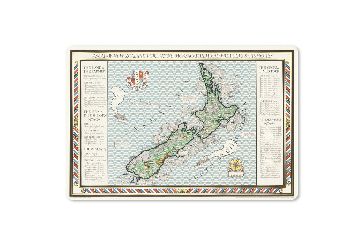 MuchoWow Gaming Mauspad Karte - Neuseeland - Vintage (1-St), Büro für Tastatur und Maus, Mousepad Gaming, 90x60 cm, XXL, Großes von MuchoWow
