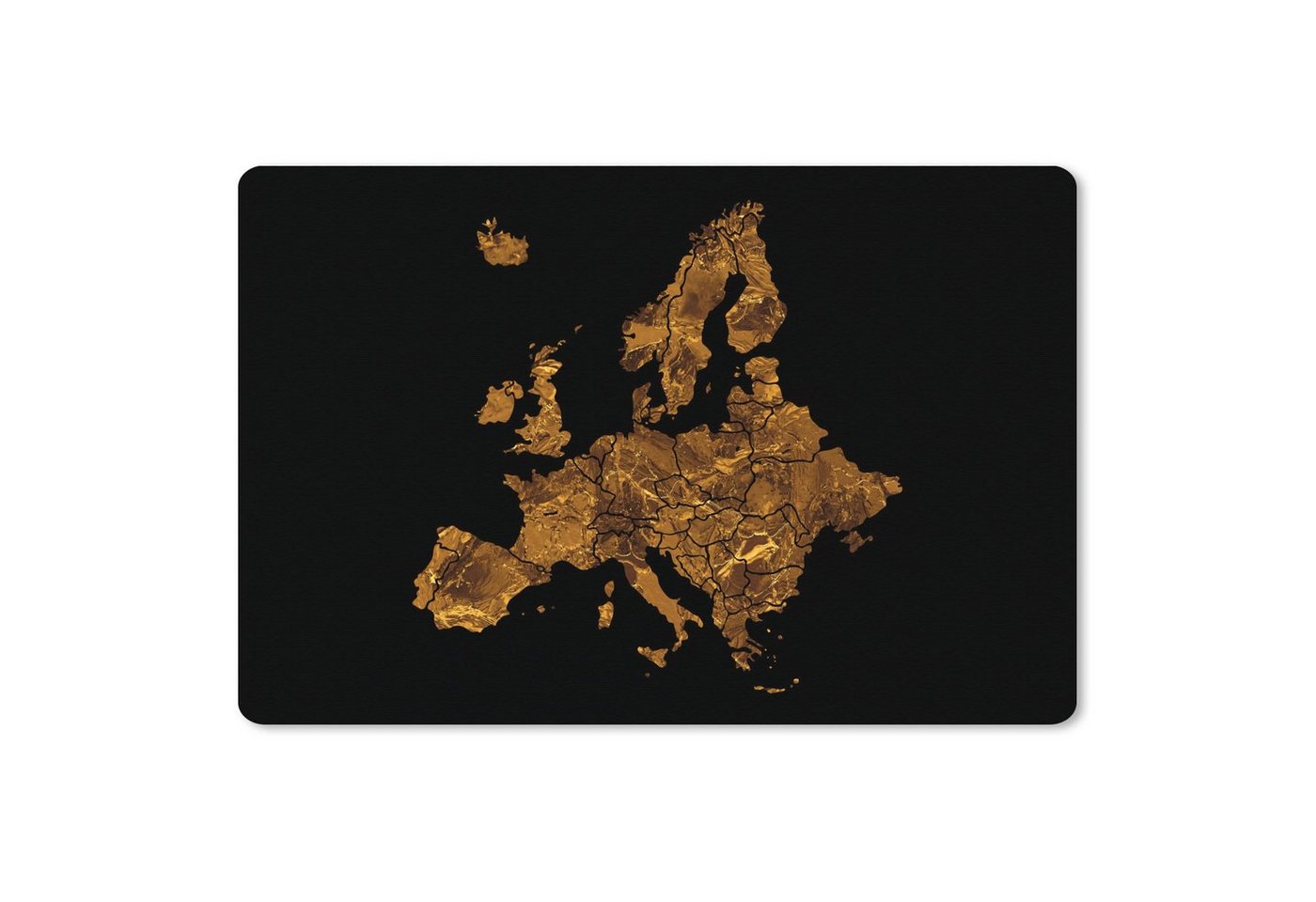 MuchoWow Gaming Mauspad Karte von Europa - Marmor - Gold (1-St), Büro für Tastatur und Maus, Mousepad Gaming, 90x60 cm, XXL, Großes von MuchoWow