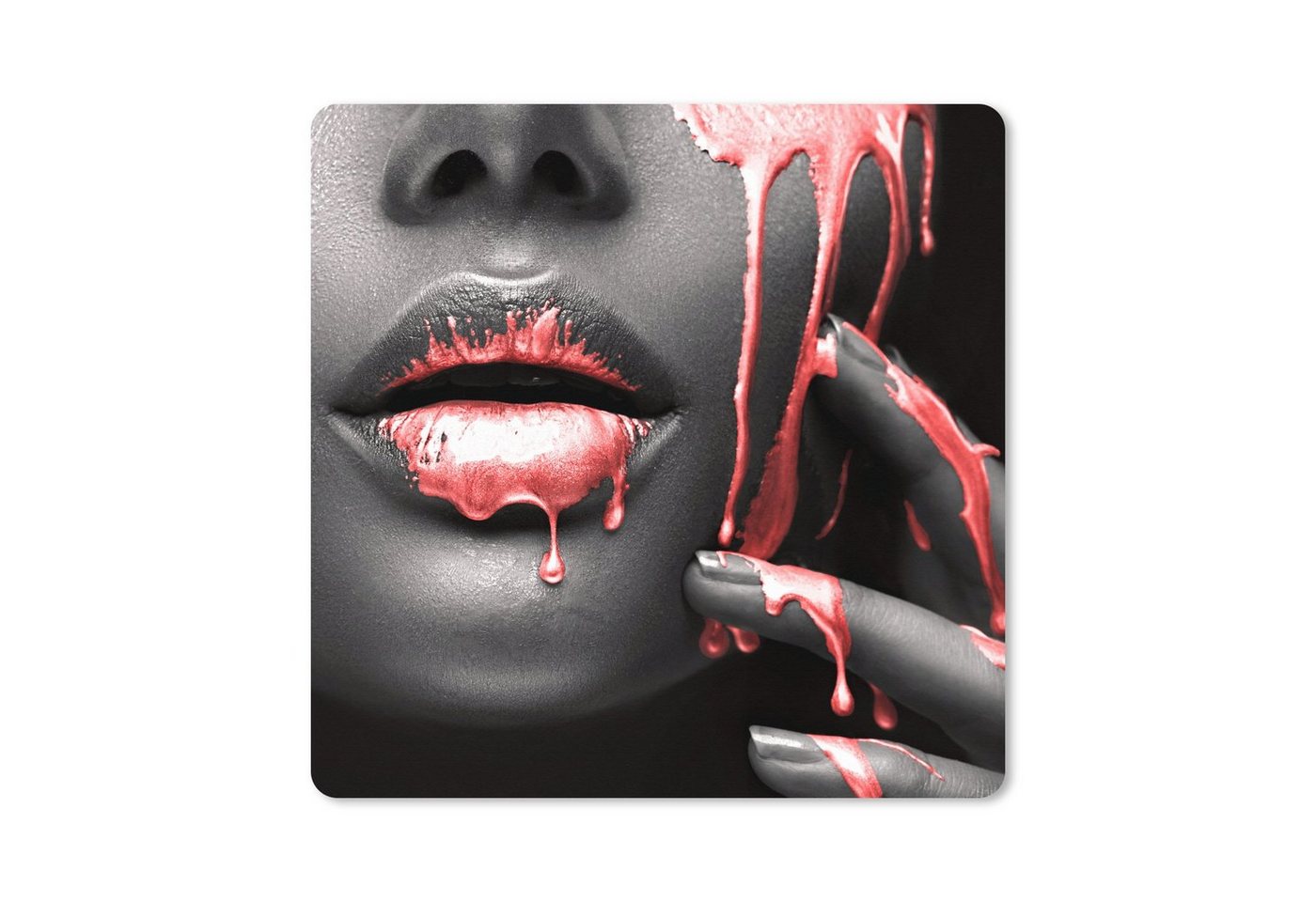 MuchoWow Gaming Mauspad Lippen - Rot - Schwarz (1-St), Mousepad mit Rutschfester Unterseite, Gaming, 40x40 cm, XXL, Großes von MuchoWow