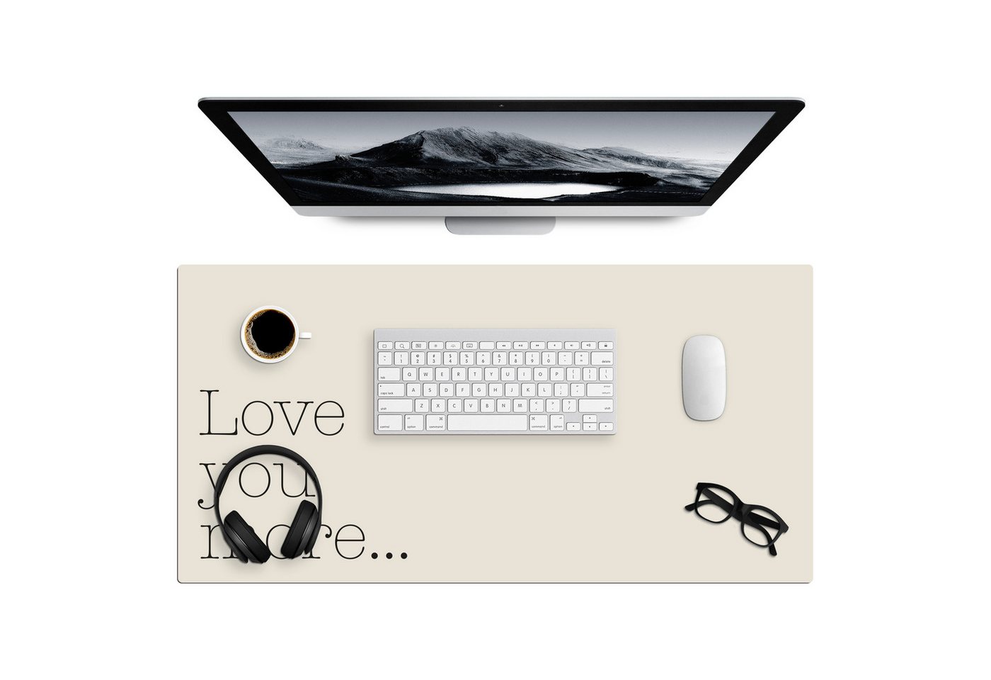 MuchoWow Gaming Mauspad Minimalistisch - Liebe - Beige (1-St), Gaming Mauspad XXL, Schreibtischunterlage, Desk Mat Groß, 80x40 cm von MuchoWow
