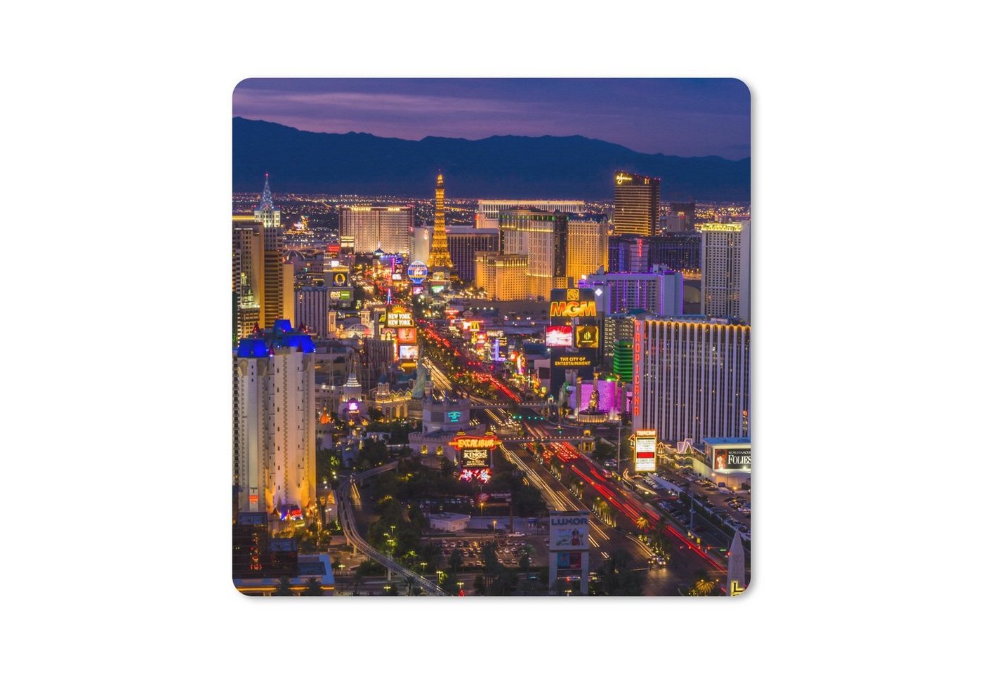 MuchoWow Gaming Mauspad Nacht - Las Vegas - Lila (1-St), Mousepad mit Rutschfester Unterseite, Gaming, 40x40 cm, XXL, Großes von MuchoWow