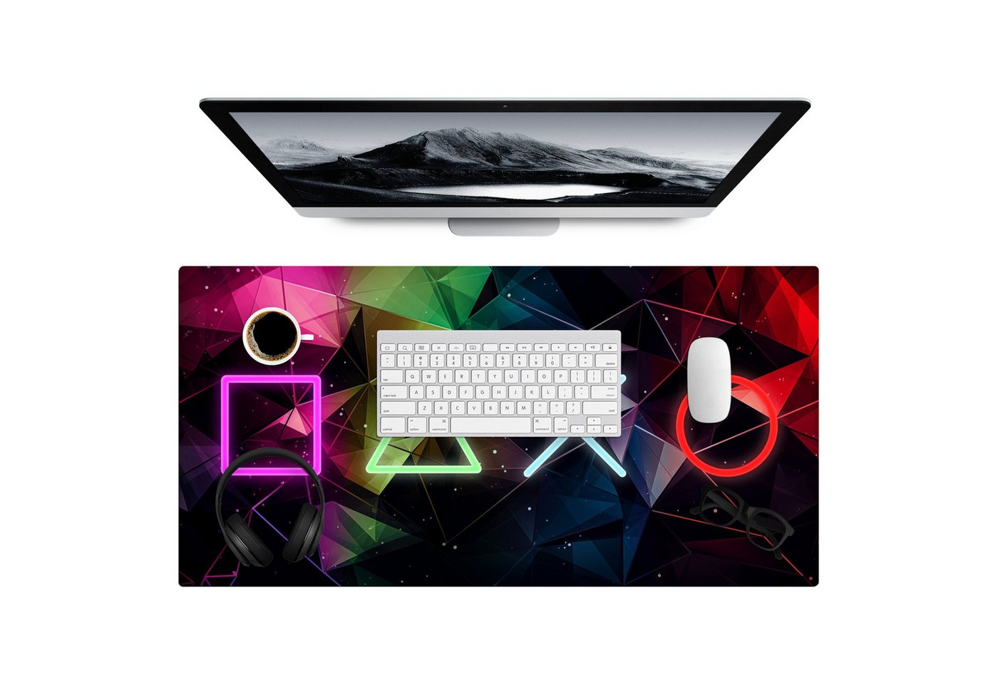 MuchoWow Gaming Mauspad Neon - Gaming (1-St), Gaming Mauspad XXL, Schreibtischunterlage, Desk Mat Groß, 80x40 cm von MuchoWow